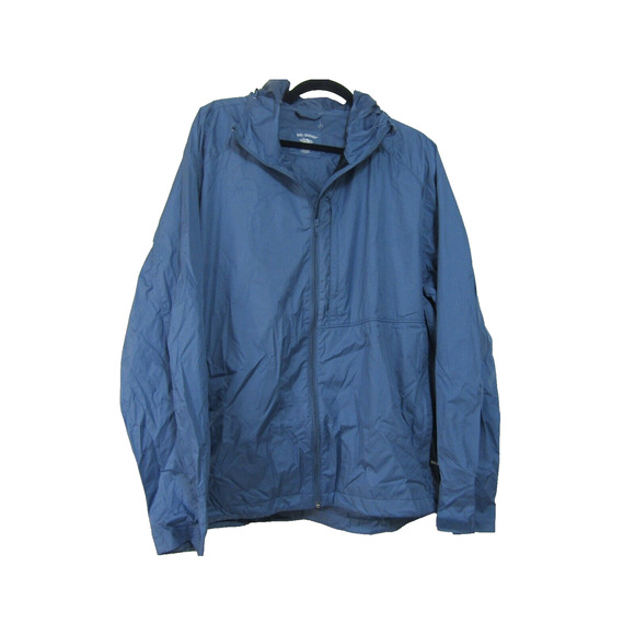 Reel Legends Bleu Hooded Adjustable Windbreaker Jacket Mens size XL Packable - Picture 1 of 7